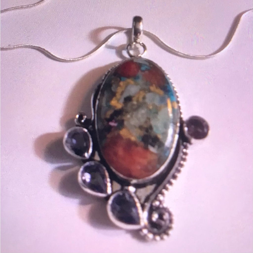 Oyster Copper Turquoise Blue Topaz 925 Sterling Silver Necklace 111$